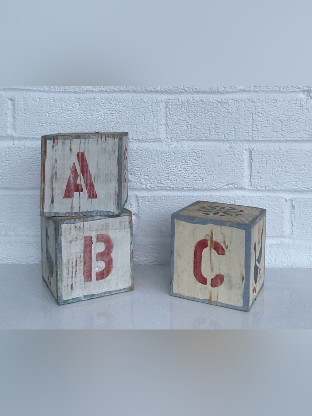 3 Extra Large Wooden ABC Blocks Primitive Country Farmhouse Decor Novelty